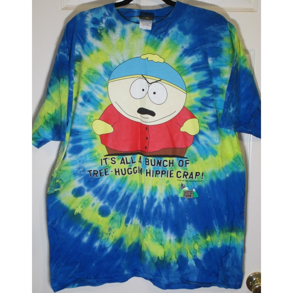 Vintage 90s Comedy Central South Park Cartman Men's Tie Dye Tee Oversized XL